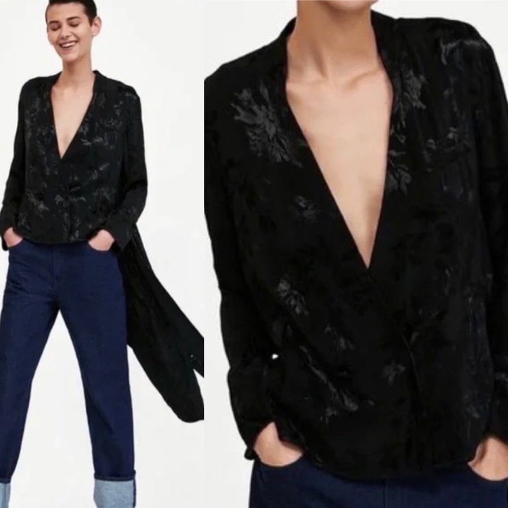 Zara basic high low Jacquard Jacket